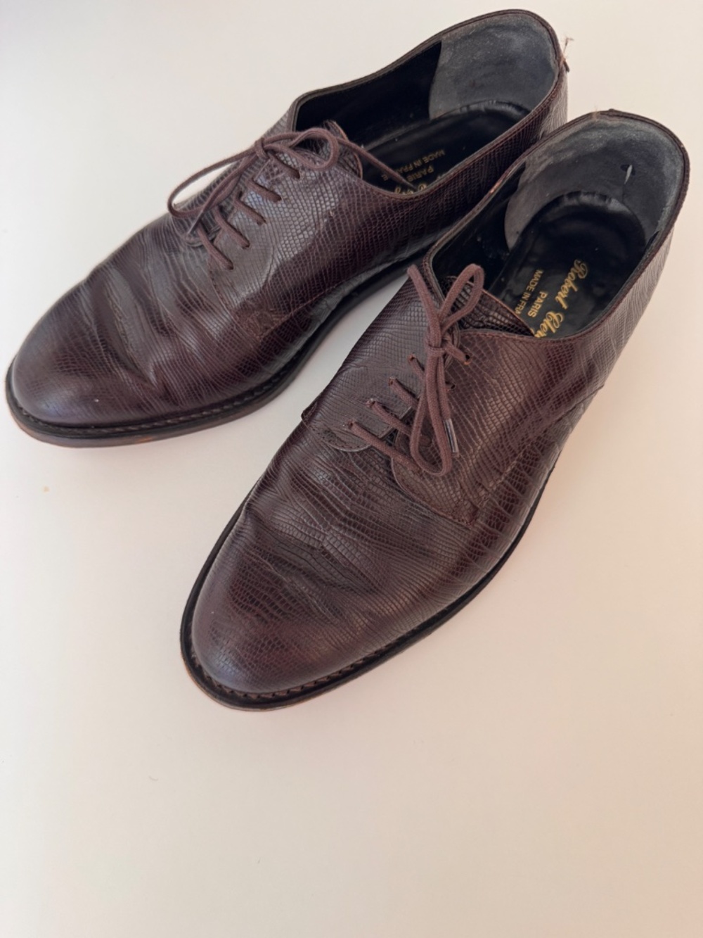 VTG Robert Clergerie Women's Brown Lizard Oxfords 9.5 B France Bob Ellis Box